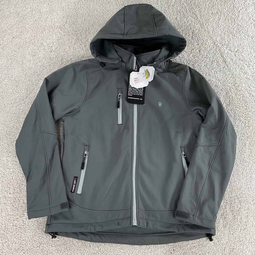 Little Donkey Andy Womens Gray Softshell Jacket Power Dry Hooded Technical MED